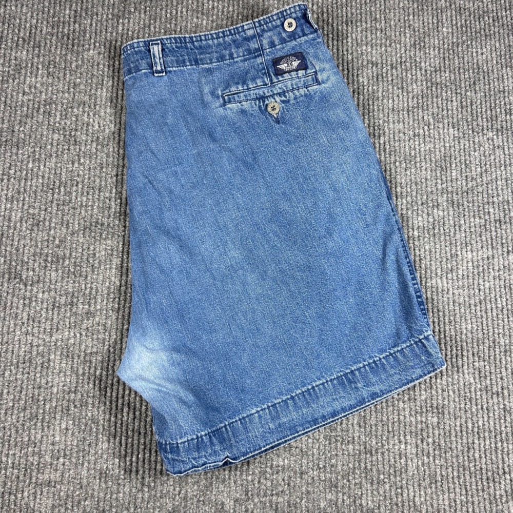 Vintage Dockers Shorts Mens 42 Blue Denim Pleated Made in USA Cotton 90s Levi's
